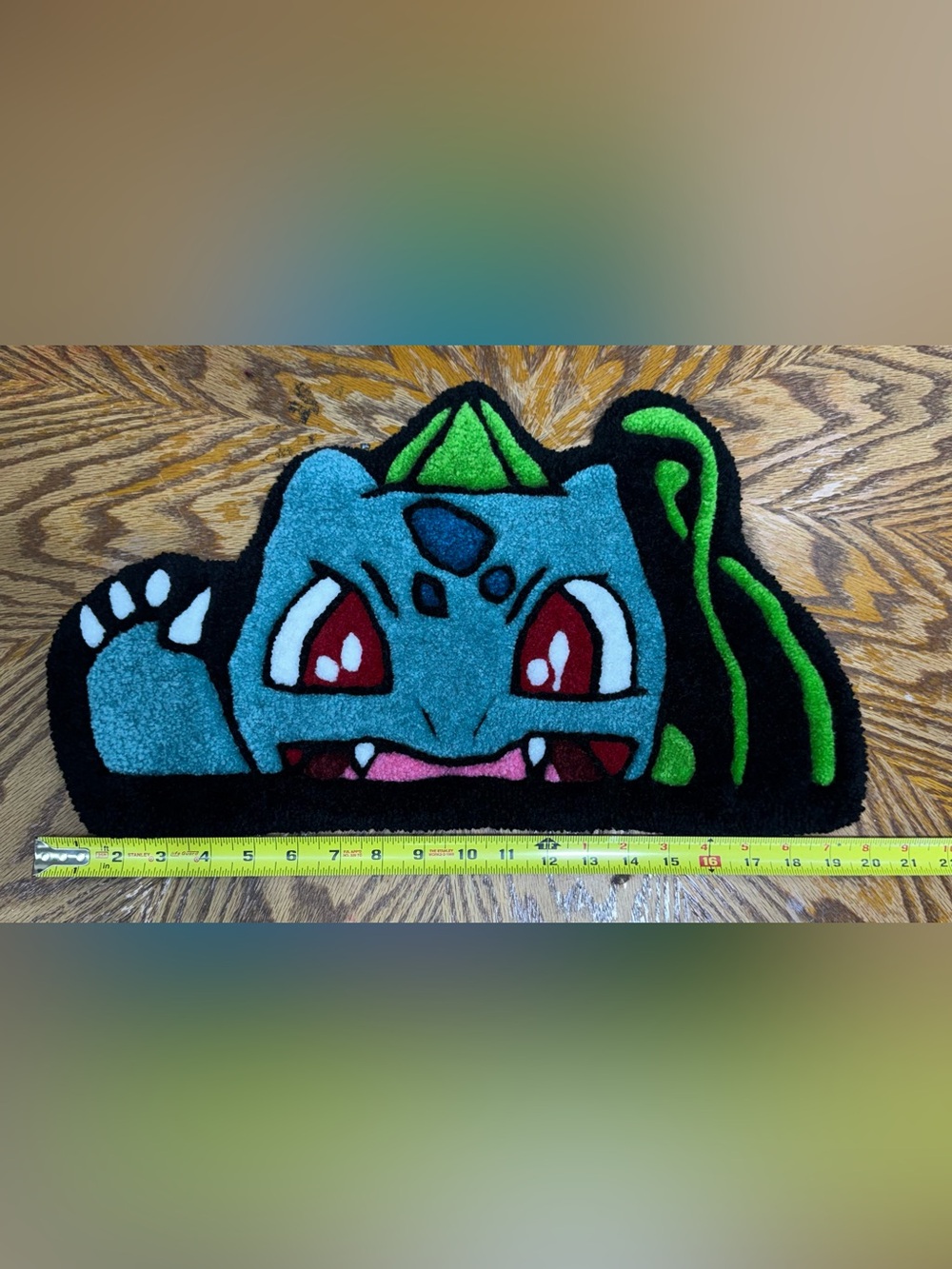 Bulbasaur keyboard wrist rest pad tufted rug is a handmade fan art piece